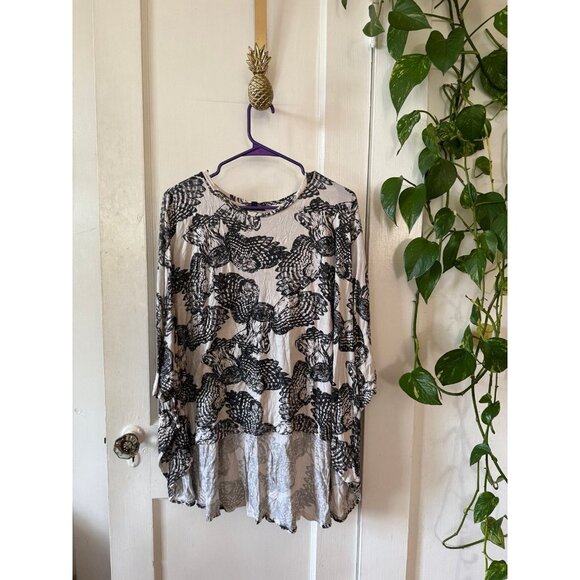 Topshop small/medium owl black and white shirt - Picture 1 of 7